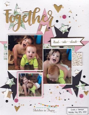 Together 
Everly & Harrison spending time together as siblings tend to do. 
My take on sketch #427 by Nadine Carlier for Sketches in Thyme. 
