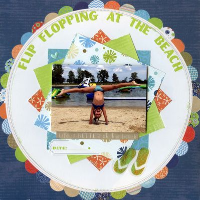 Flip Flopping at the Beach
Out With the Old Challenge 1-24-18  Die Cut Patterned Paper or 
Cordstock
