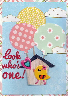 September 2 Challenge -- My Wish (card front)
I made a birthday card for my granddaughter's first birthday, with a "wish" type message inside
