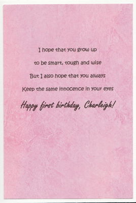 September 2 Challenge -- My Wish (card sentiment)
I made a birthday card for my granddaughter's first birthday, with a "wish" type message inside.

