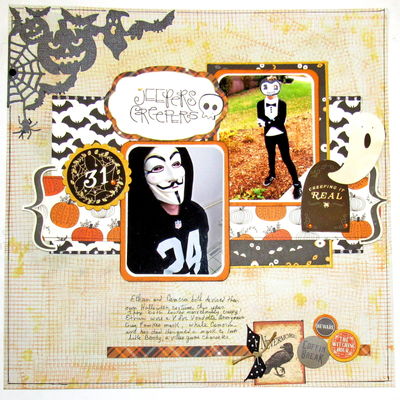 11/08 challenge -- Jeepers Creepers
I used a sketch from Susan Stringfellow (which I found on one of her Pinterest boards) and added a Silhouette-cut motif in the top corner.
