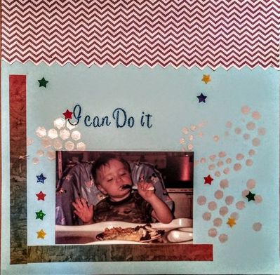 Nov 7th Make me proud challenge 
My youngest grandson Elijah 13 years ag learning to feed himself! 
