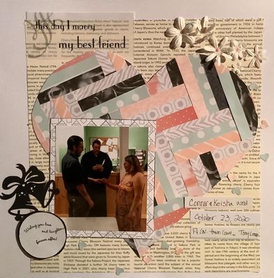 This day I marry my best friend
April 22 background challenge
Keywords: heart,;paper scraps;flowers;velum;newsprint