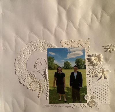 cousins at wedding
April 8  Mrs. white
Keywords: white;doilies, flowers, gems