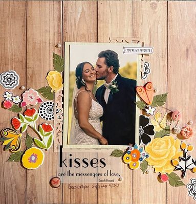 Kisses
April 20 Challenge:  The Conservatory
My niece and her new husband
Keywords: flowers;buttons;fussy cutting