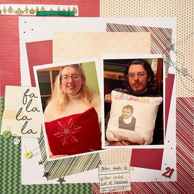 Fa La La
June 8 challenge
Keywords: 6X6 paper pads;scraps;Christmas