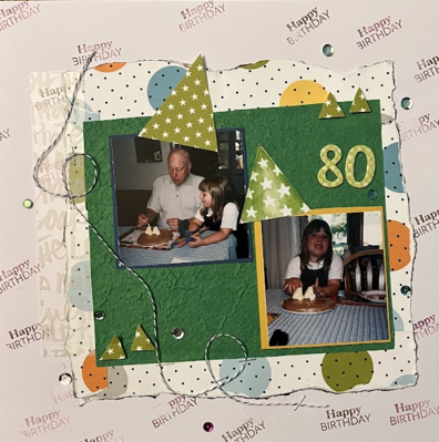 80
March 13:  Birthday hats and horns
Keywords: triangles;thread;chipboard;vellum;pp;ripped edges;inked edges;sequins