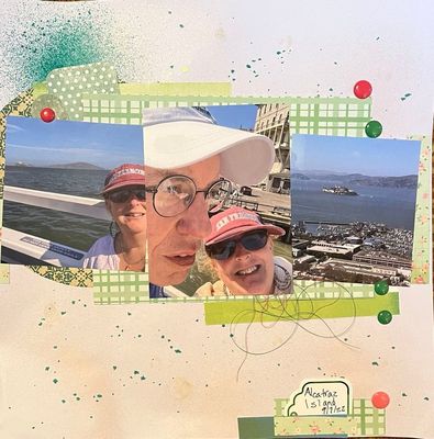 Alcatraz island
October 21 challenge
Keywords: thread;ink;circle;pop dots;green