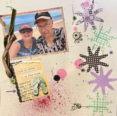 Life is better in flip flops
Crop Chef 2022  Taco Tuesday
Keywords: ink spray;stars;ribbon;burlap string;buttons;arrows