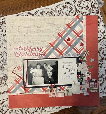 Merry Christmas
12/24 challenge:  Rudolph
Keywords: red;pp;bling;thread;b&w photo;Christmas