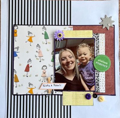 Picture Perfect
February 11 challenge 
Keywords: Stripes;buttons;flower