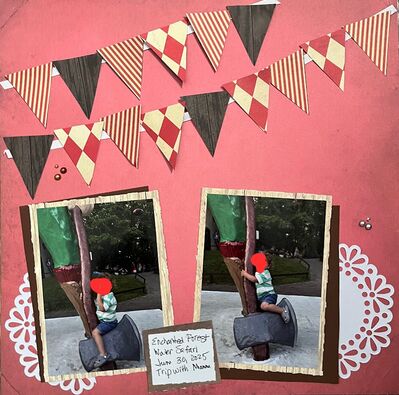 Enchanted Forest
Red challenge  October 15
Keywords: flags;red;doilies;pop dots;ribbon