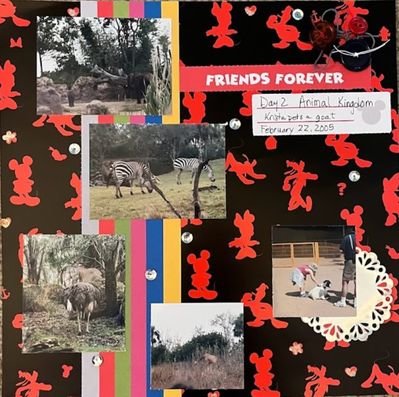 Friends forever
January 6, 2024 challenge
Keywords: Disney;pp background;doily;string;stripes;buttons;sequins