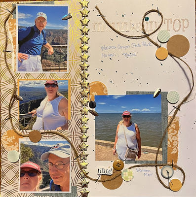 Mountain top
July 26 challenge:  The Rotary Telephone
Keywords: string;stars;circles;buttons;sequins