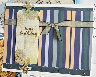 Happy Birthday
June 2023 card challenge
Keywords: masculine card;birthday;ribbon;striped papers;sequins