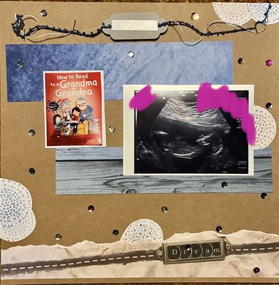 Dream
Night in the Museum October 11 challenge
Keywords: Sequins;string;chipboard;baby;book