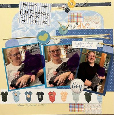   Little Prince
November 20, 2023 Sketch Challenge Families
Keywords: Buttons;quilt;heart;plaid;ribbon;baby