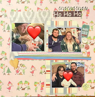 HO HO HO
Challenge 5/10
Keywords: scraps;Christmas;pastels;faux stitching;gems;tag;button;hearts