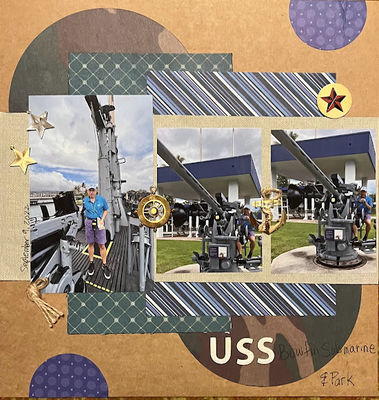 USS Bowfin Submarine
January 5--stickers and more challenge
Keywords: stickers;old paper pad;circles;stars;inked paper edges