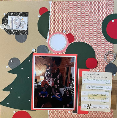 Christmas 2019
March 11 challenge:  Circle around
Keywords: circles;card stock;tags;ripped paper;string;gems
