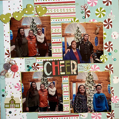 CHEER
March 30th challenge
Keywords: hearts;sequins;paper strips;buttons