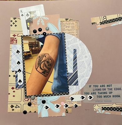 If you're not living on the edge you are taking up too much room
May 18 sketch challenge
Keywords: spades;circle;pop dots;book page