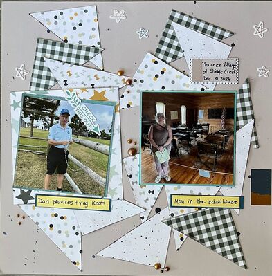 Pioneer Village
March 8 challenge
Keywords: triangles;inked edges;ink splatters;enamel dots;stars;pop dots