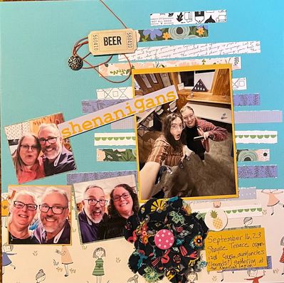 Shenanigans
9/11 short straws challenge
Keywords: paper strips;multiple photos;metal button;embroidery floss;flower