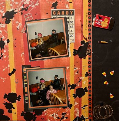 Candy  Halloween 2002
October 26 challenge
Keywords: torn edges;hidden keys;Halloween;ribbon;candy