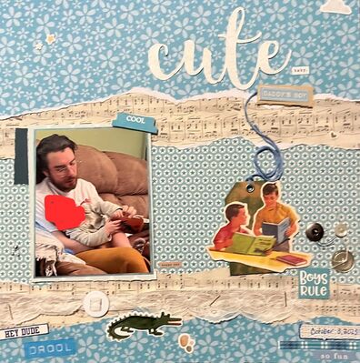 Cute baby
October 9th challenge
Keywords: torn papers;stickers;animals;tag;enamel dots;butttons;lace;staples