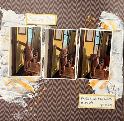 Dream Big
May 19 Sketch Challenge
Keywords: gesso;ink;stencil;stars;thread;arrows;pp