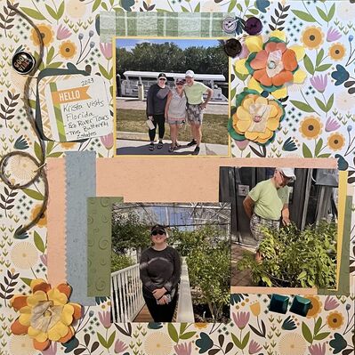 Good Vibes
November 8 challenge
Keywords: pinking shears cutting;string;flowers;used coffee filter for center of flowers (unusual embellishment);flowers;buttons;brad