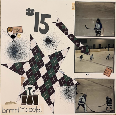 # 15 brrrr! it's cold!
January 31st challenge:  
Keywords: giant star;arrow;ink mist;number;vellum;stitching;buttons