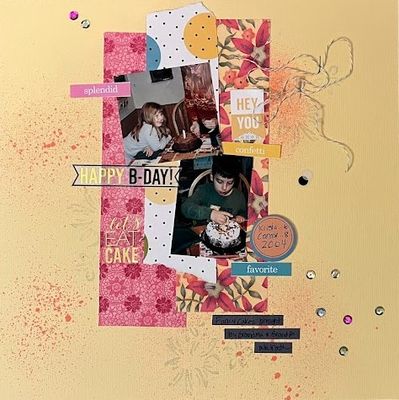 Happy Birthday
Challenge #2 Lift a LO  March 2024
Keywords: stamping;sequins;solid bp;stickers;layering