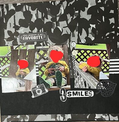 3 smiles
June 13 challenge:  Black and White
Keywords: black;white;3 photos;number;camera;buttons