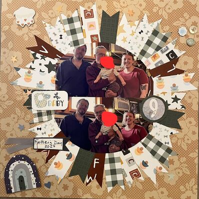 Oh Baby
2/22/25 Challenge:  The Princess and the Pea
Keywords: rainbow;pp;thread;button;brad;cloud;stars;heart;sticker