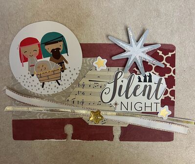 Silent Night
December Rolodex challenge
Keywords: rolodex;nativity;stars;ribbon;glitter glue