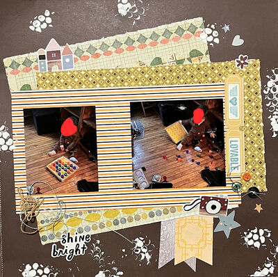 Shine Bright
September 3, 2025 challenge
Keywords: gesso with stencil;pps;stars;camera;twine;heart;flower;buttons;stickers