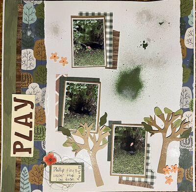 Play
11/28/25:  Outdoor Challenge
Keywords: ink;pp;fussy cutting;tree;flowers;thread;ripped edges, glitter glue
