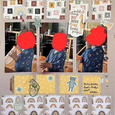 Wild Thing
2/7/25 Ugly Duckling challenge
Keywords: yellow;squares;faux stitching;stars;hearts;rainbow;stickers;ink;buttons;thread;gem