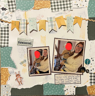 You are my sunshine
May 2 challenge
Keywords: pps;flags;ripped edges;ink stamping background;buttons;chipboard