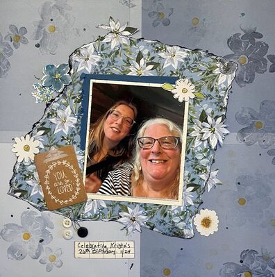 You are so blessed
January 13 sketch Challenge
Keywords: stamping;ripped edges;inked edges;flowers;glitter glue;buttons