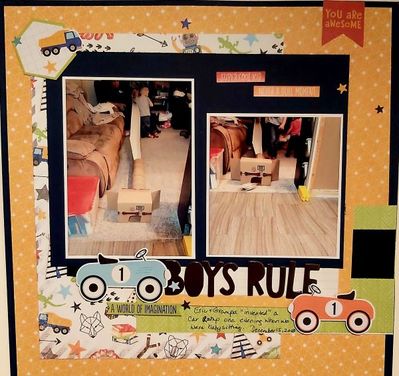 Boy's rule
sketch inspiration from Simple Cut Creations, 
Keywords: yellow background;clue challenge;single page layout