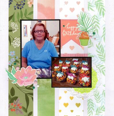 Happy Birthday - March 22nd Challenge
Photo of me and the cupcakes daughter Marla brought me on my last birthday, November 2024.

Keywords: Pinkfresh Studio