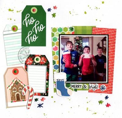 Merry & Bright - April 1st Challenge Example
Photo of my youngest sweet grandsons Kellan, Travis, and Evan finding their stockings. We hide clues for them to find them. (Christmas 2023)

Keywords: American Crafts