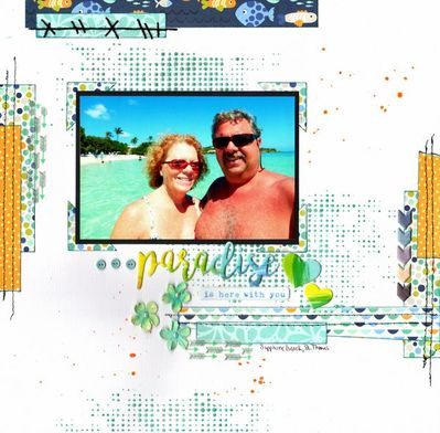 Paradise Is Here With You - Jan 18 Challenge
Photo of DH and I at Sapphire Beach at St. Thomas on our February 2020 Cruise. 
Keywords: Bella Blvd.