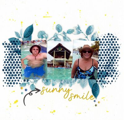 Sunny Smile - May 19th Challenge
Photos of DH Brad & I at Amber Cove, DR on our October 2024 Cruise.

Keywords: american crafts