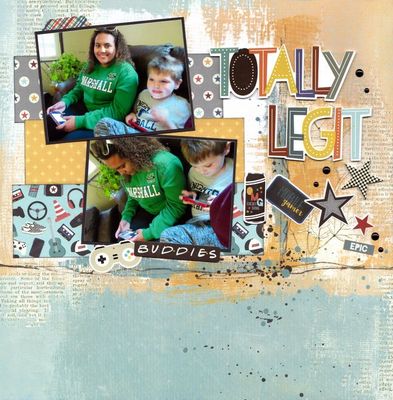 Totally Legit Dec 11 Mood Board
Photos of sweet grandkids Kaylee and Travis playing a game together, November 2020. 
Keywords: Simple Stories