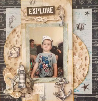 Explore
Saturday 12th : Under the Sea, cheesecloth, blue, and anchor which goes into the sea
