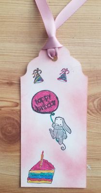 5th Birthday Bash  Cha number 7 Stamped Birthday  Tag
